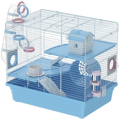 PawHut 3-Tier Hamster Cage with Wheel, Bowl, Bottle & Tunnels