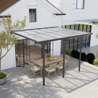 Outsunny 12' x 10' Gray Polycarbonate Pergola, UV Blocking Awning