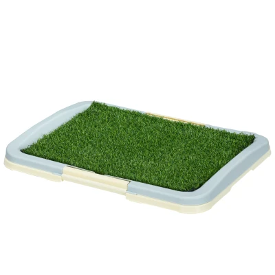 PawHut Puppy Training Pad, Indoor Portable Puppy Pad, with Artificial Grass, Grid, Panel, Tray, 24.8" x 19.1"