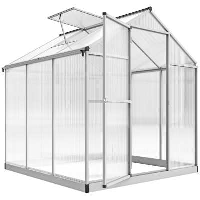 Outsunny 6' x 6' Heavy-Duty Walk-In Greenhouse with Roof Vent