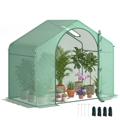Outsunny 6' x 3' Walk-in Greenhouse, PE Cover, Green