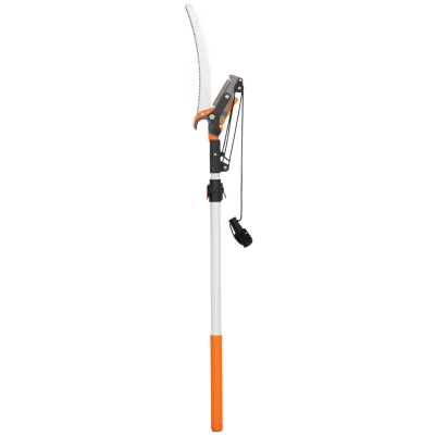 Outsunny 6.5ft 2-In-1 Manual Pole Saw for Tree Trimming, Aluminium Telescopic Long Reach Pole Pruner with Sharp 65Mn Steel Blade