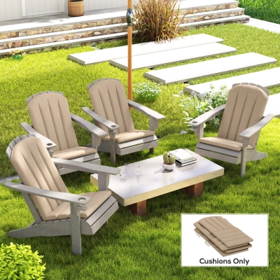Outsunny Set of 4 Patio Chair Cushions, High Back Adirondack Chair Cushion with Ties, High-Density Foam, Beige