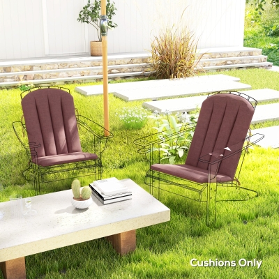 Outsunny Set of 2 Patio Chair Cushions, High Back Adirondack Chair Cushion with Ties, High-Density Foam, Wine Red