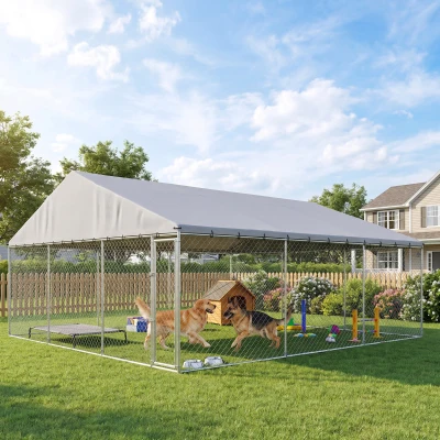 PawHut Heavy-Duty Outdoor Dog Kennel with Waterproof Roof, 20' x 15' x 8'