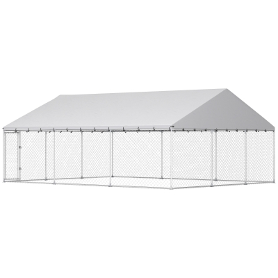 PawHut Heavy-Duty Outdoor Dog Kennel with Waterproof Roof, 20' x 15' x 8'
