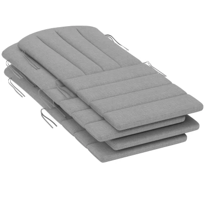 Outsunny Set of 4 Patio Chair Cushions, High Back Adirondack Chair Cushion with Ties, High-Density Foam, Grey