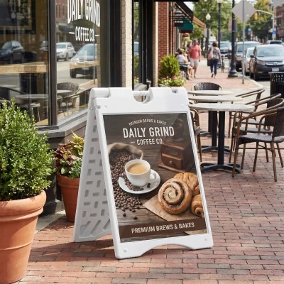 Vinsetto 22" x 28" Folding A-Frame Sidewalk Sign, White