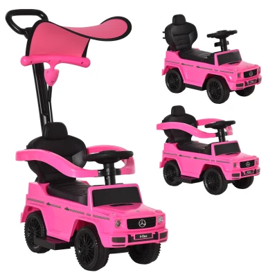 Aosom Mercedes-Benz G350 Licensed Push Car, 3-in-1 Toddler Sliding Car with Horn, Steering, Foot Rest, Seat Storage, Pink