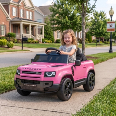 Qaba 12V Ride on Car Licensed Land Rover with Remote, Suspension, Slow Start, 3 Speeds, Lights, Music, Horn for 3-5, Pink