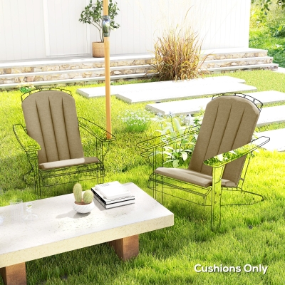 Outsunny Set of 2 Patio Chair Cushions, High Back Adirondack Chair Cushion with Ties, High-Density Foam, Beige