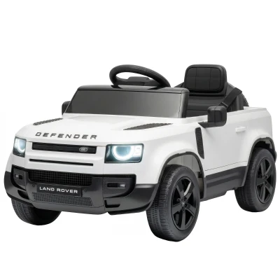 Qaba 12V Ride on Car Licensed Land Rover with Remote, Suspension, Slow Start, 3 Speeds, Lights, Music, Horn for 3-5, White