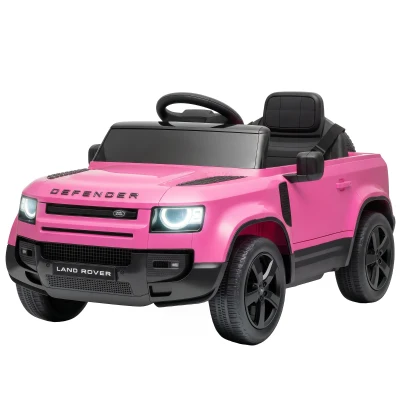 Qaba 12V Ride on Car Licensed Land Rover with Remote, Suspension, Slow Start, 3 Speeds, Lights, Music, Horn for 3-5, Pink