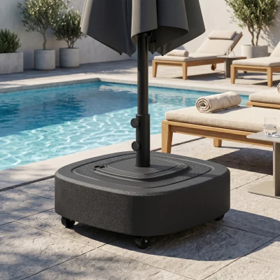 Outsunny Patio Umbrella Stand with Wheels for 1.5"/1.9" Poles