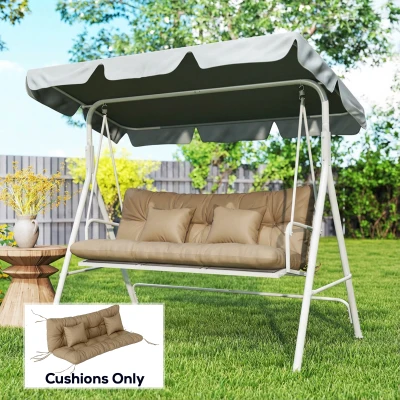 Outsunny 4-Piece Patio Chair Cushion Set with Ties, Khaki