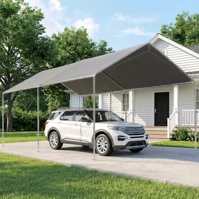 Outsunny 10'x20' Heavy Duty Carport Canopy, Gray