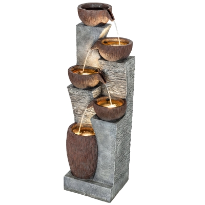 Outsunny 51" Outdoor 5-Tier Water Fountain with LED Lights