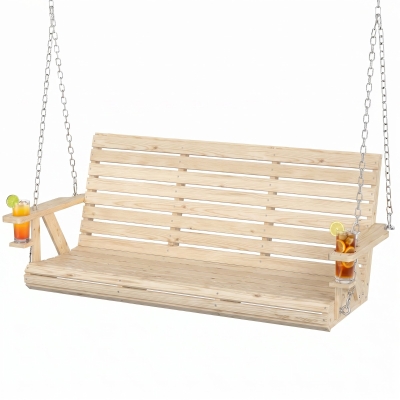 Swing Bench 63" W x 26.4" D x 24" H Natural Wood