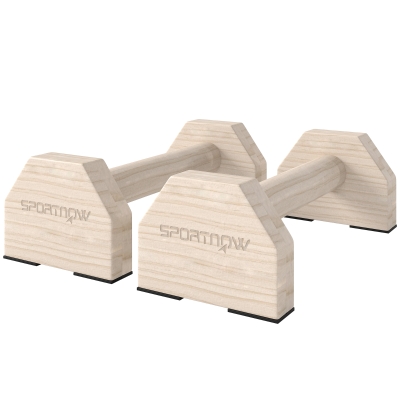 Soozier Push up Handles, Wooden Parallettes Bars with Non-Slip Base, Calisthenics Equipment for Home, Gym, Fitness, Exercise, Natural Wood