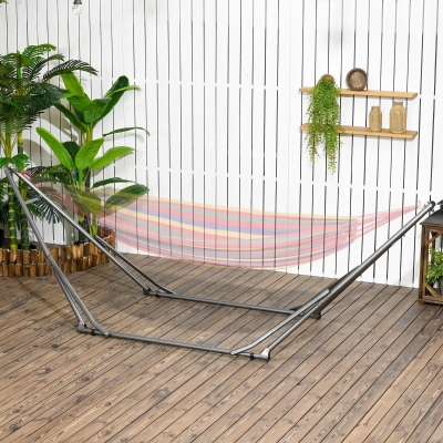Outsunny Portable Hammock Stand, 2-in-1 Hammock Net Stand and Hanging Space, Patio, Garden, Yard, Black