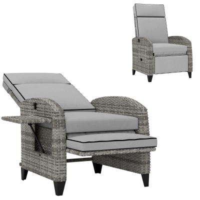 Rattan Recliner Chair 25.6" W x 30.7" D x 40.2" Gray