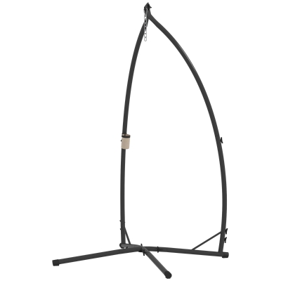 Outsunny Hammock Chair Stand, Heavy Duty Steel Hanging Chair Stand for Swing Chair, Egg Chair Stand with Cup Holder, Black