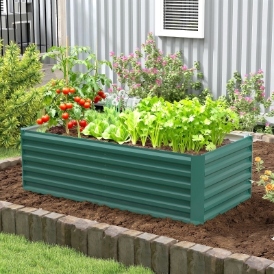 Outsunny 6' x 3' x 2' Raised Garden Bed, Galvanized Planter Box for Growing Flowers, Herbs and Vegetables, Dark Green