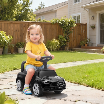 Qaba Mercedes-Benz C-Class Kids Ride On Car, Foot-to-Floor Sliding Walker with Under-Seat Storage, for 18-36 M, Black