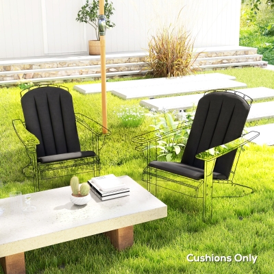 Outsunny Set of 2 Patio Chair Cushions, High Back Adirondack Chair Cushion with Ties, High-Density Foam, Black