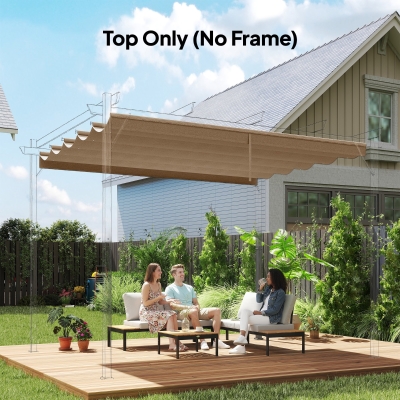 Outsunny 8.2' x 8.4' Retractable Pergola Canopy Replacement for 10' x 10' Frame, Pergola Cover Replacement (Cover Top Only), Tan