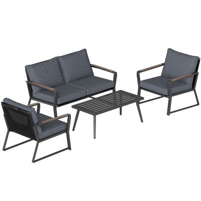 Outsunny 4-Piece Outdoor Patio Furniture Set, Dark Gray