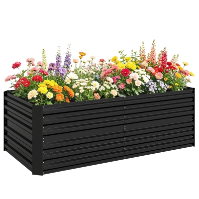 Outsunny 71" Galvanized Raised Garden Bed, Steel Planter, Black