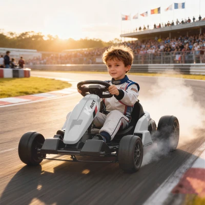 Qaba 24V Electric Go Kart with Dual Motors & Adjustable Seat, White