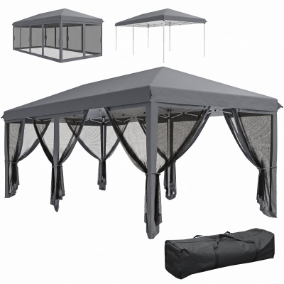 Outsunny 10' x 20' Heavy Duty Pop Up Canopy Tent, Gray
