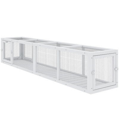 PawHut Wooden Cat Run with Weather Protection, 79"L, White