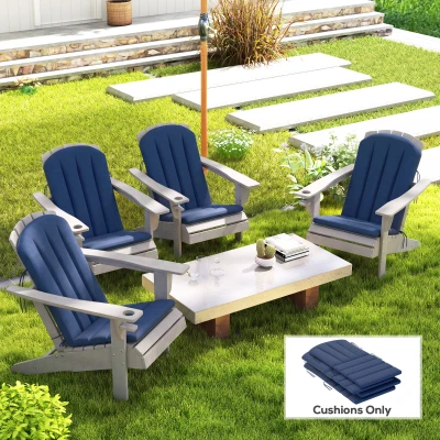 Outsunny Set of 4 High Back Adirondack Chair Cushions, Navy Blue
