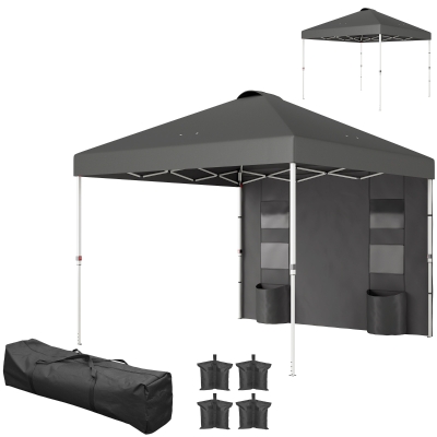 Pop Up Canopy 116.9" L x 116.9" W x 113" H Dark Gray
