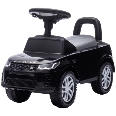 Qaba Licensed Land Rover Ride on Push Car with Anti-Tip Device, Under-Seat Storage, Horn, Engine Sounds for 18-36 M, Black
