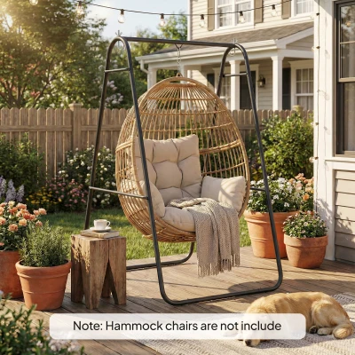 Outsunny Heavy-Duty Steel Hammock Chair Stand, 330 LBS, Black