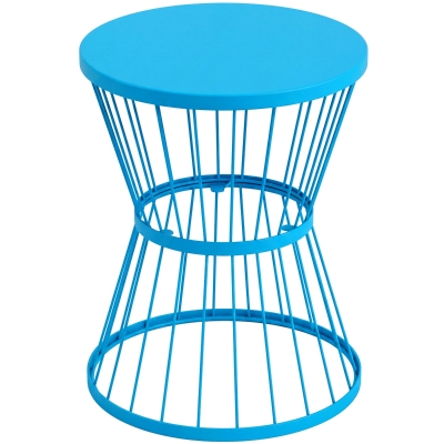 Outsunny 16" Steel Patio Side Table, Hourglass Design, Blue