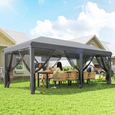 Outsunny 10' x 20' Heavy Duty Pop Up Canopy Tent, Gray