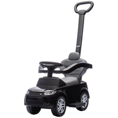 Qaba Land Rover Discovery Licensed 2-in-1 Ride On Push Car with Removable Parent Handle, Under-Seat Storage, Black