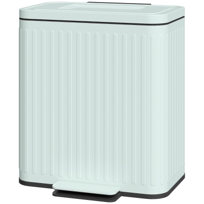 HOMCOM Double Step-On Kitchen Trash Can, 2x5.3Gal, Light Green