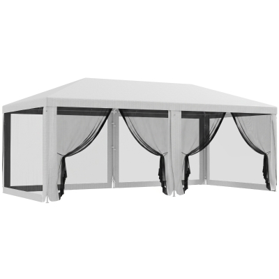 Outsunny 10' x 20' Party Tent, White Canopy with Sidewalls