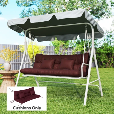 Outsunny 4-Piece Patio Chair Cushion Set with Ties, Wine Red