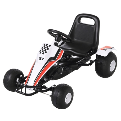 Aosom Kids Pedal Go Kart, Adjustable Seat, White