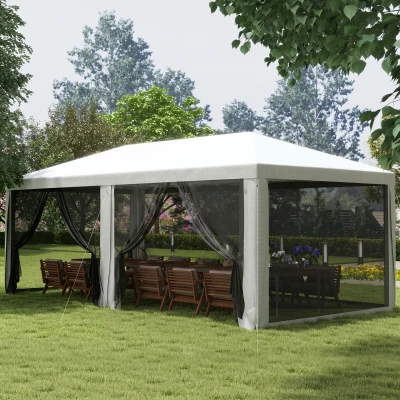 Outsunny 10' x 20' Party Tent, White Canopy with Sidewalls