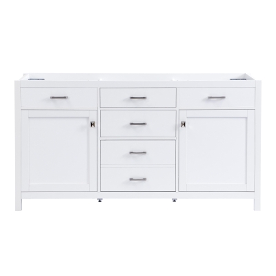 59-inch Bathroom Vanity Cabinet with Soft-Close Hinges, Divider Drawer Storage Console with Sturdy MDF Construction, 58.5'' L x 19'' W x 31.5'' H, White