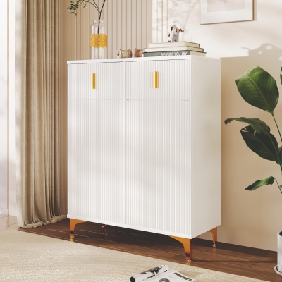 Elegant Sideboard with Push-To-Open Mechanism, Versatile Shoe Cabinet for Hallways and Entryways, 32.5" L x 13.5" W x 39.5" H, White