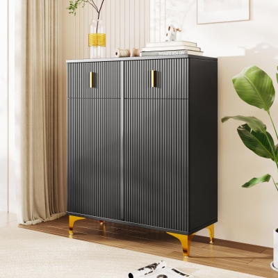 Elegant Sideboard with Push-To-Open Mechanism, Versatile Shoe Cabinet for Hallways and Entryways, 32.5" L x 13.5" W x 39.5" H, Black